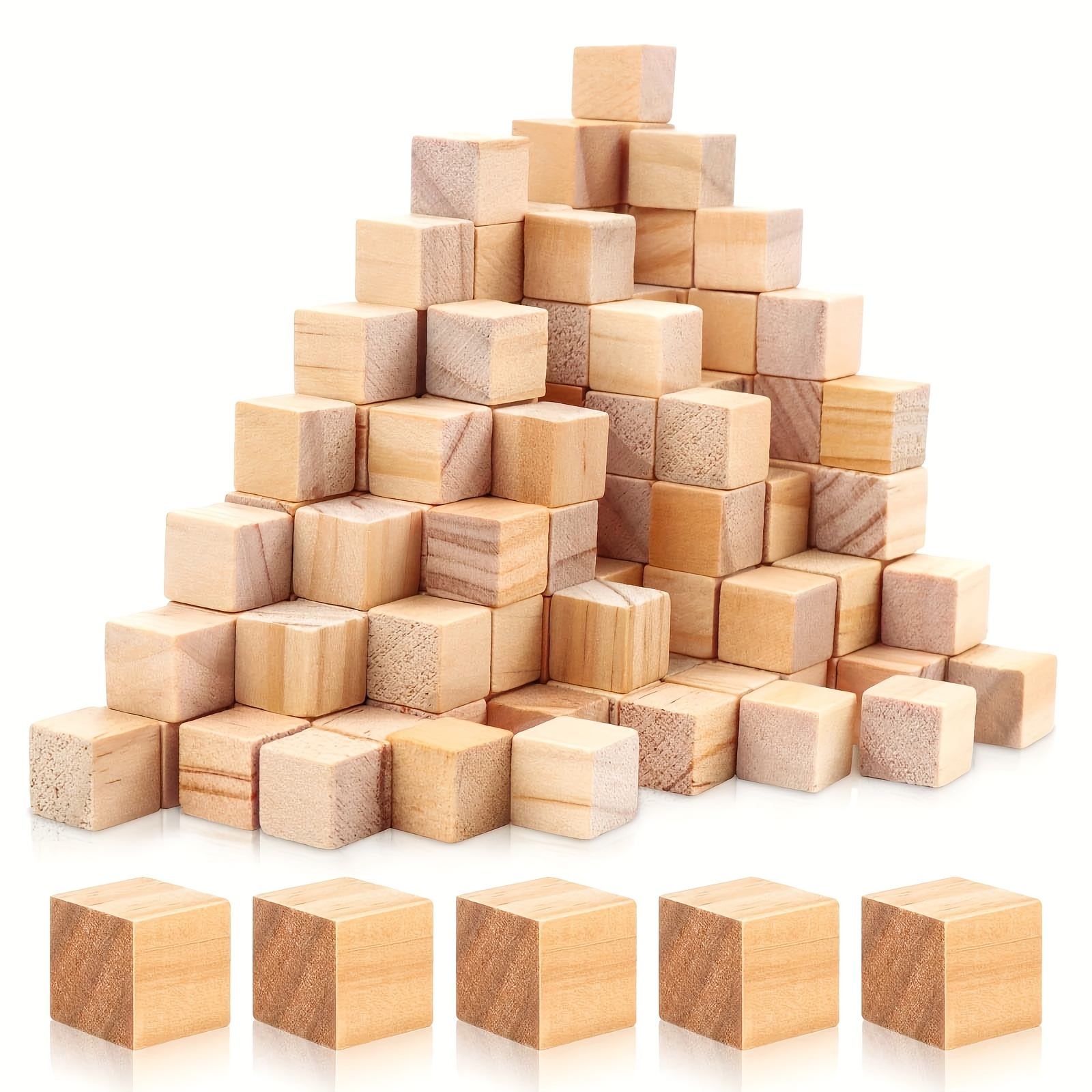 Craft Wooden Blocks 1cm -6cm Square Cube Natural Wood Cubes Puzzle Making  DIY