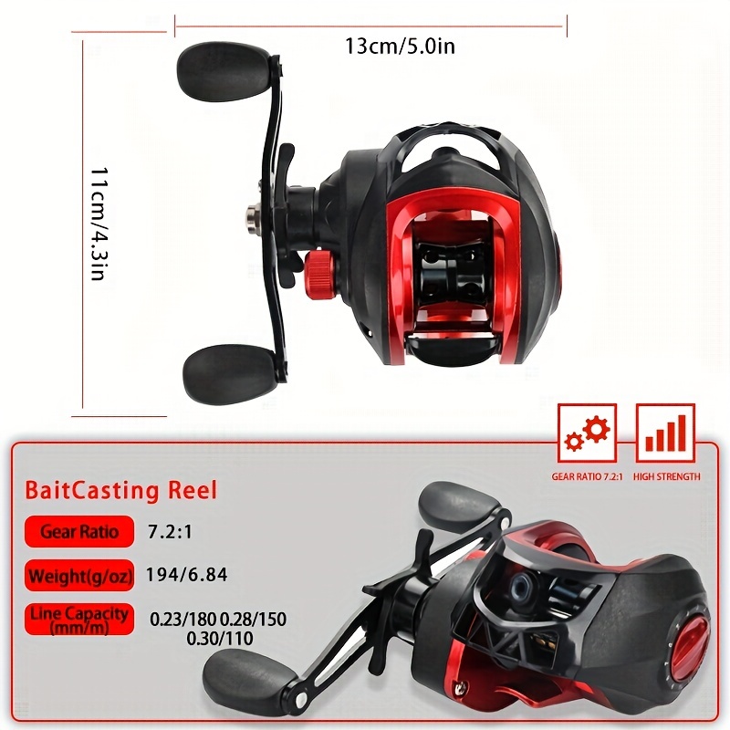 Metal Bait Casting Reel 18+1bb Left Right Handle 7.2:1 Gear - Temu