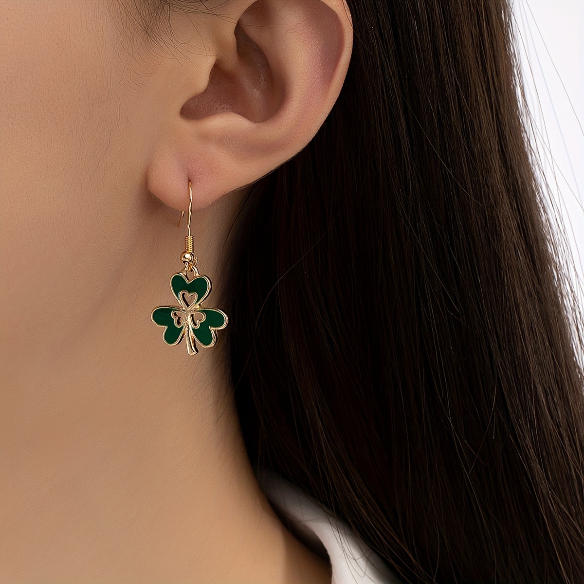 3 Paio Di Orecchini Pendenti In Lega Smaltata In Stile Giorno Di San Patrizio Con Perni In Ottone Da Donna Cappello E Orecchini A Trifoglio Verde Scuro