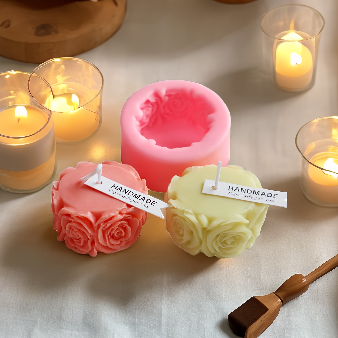 DIY Flower Candle Austin Rose 3D Aromatherapy Wax Candles Rose