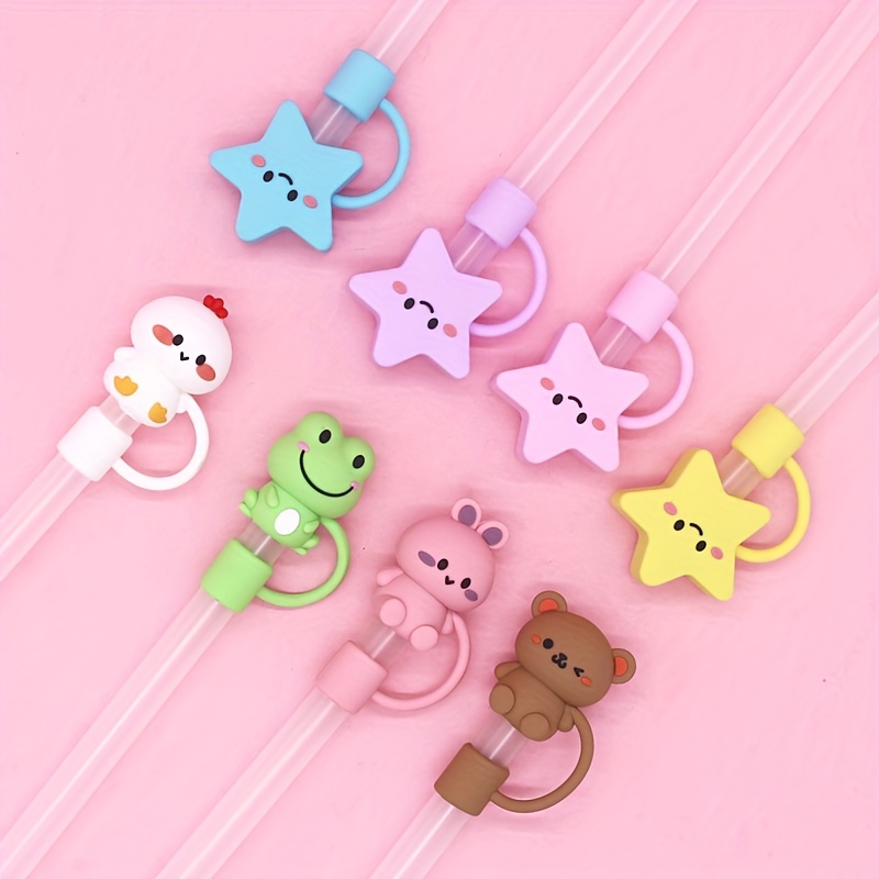 1pc Straw Tips Cover, Cartoon Cup Straw Tips Cover, 1cm/0.39in