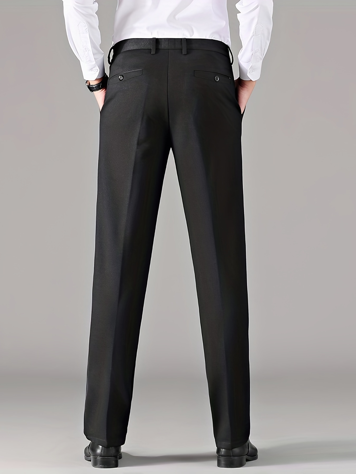 Pantalones Vestir Diseño Clásico Color Sólido Ligeramente - Temu