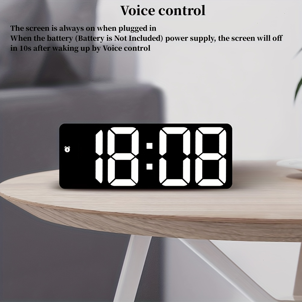 Réveil numérique à commande vocale, TeperMobSnooze, mode nuit, horloge de  table de bureau, fonction anti-satb, horloges LED, montre, 12 H, 24H