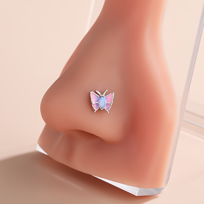 Silver butterfly deals nose ring