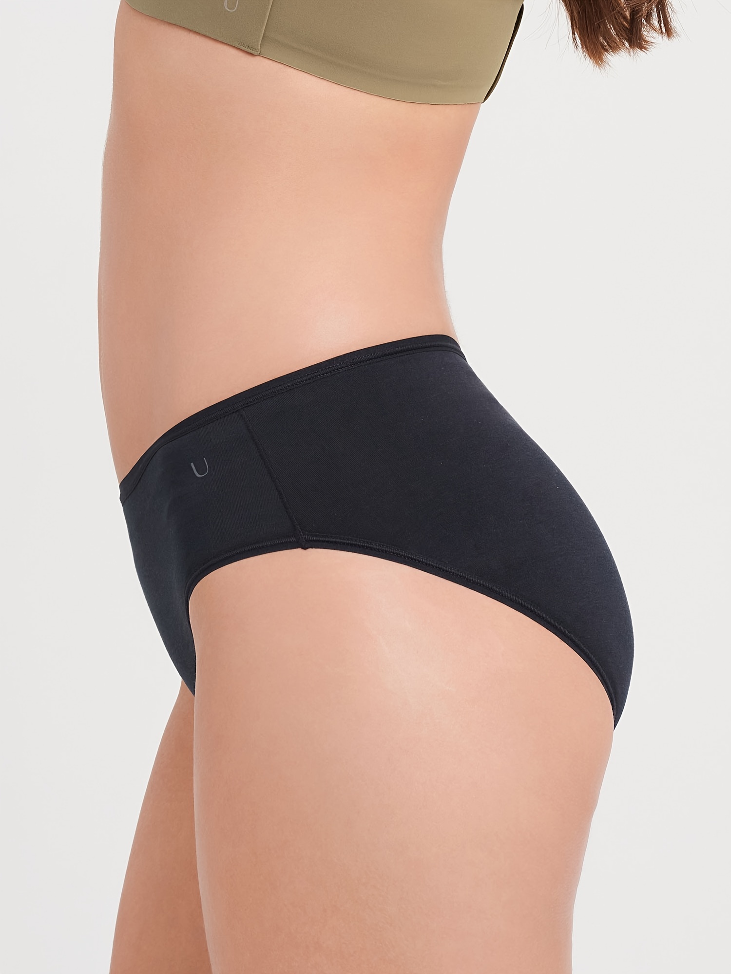 Ubras High Quality Comfortable Mid Waist Bikini Panties, Solid Breathable  Medium Stretch Panties, Women's Underwear & Lingerie