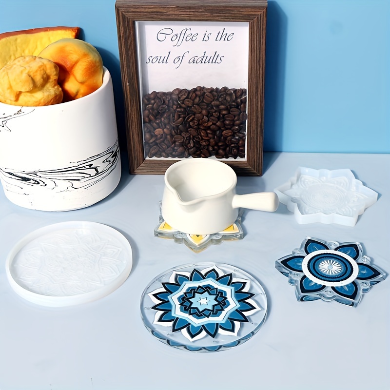 Resin Coaster Molds Mandala 2pcs Coaster Molds for Coaster Flower Silicone  Molds