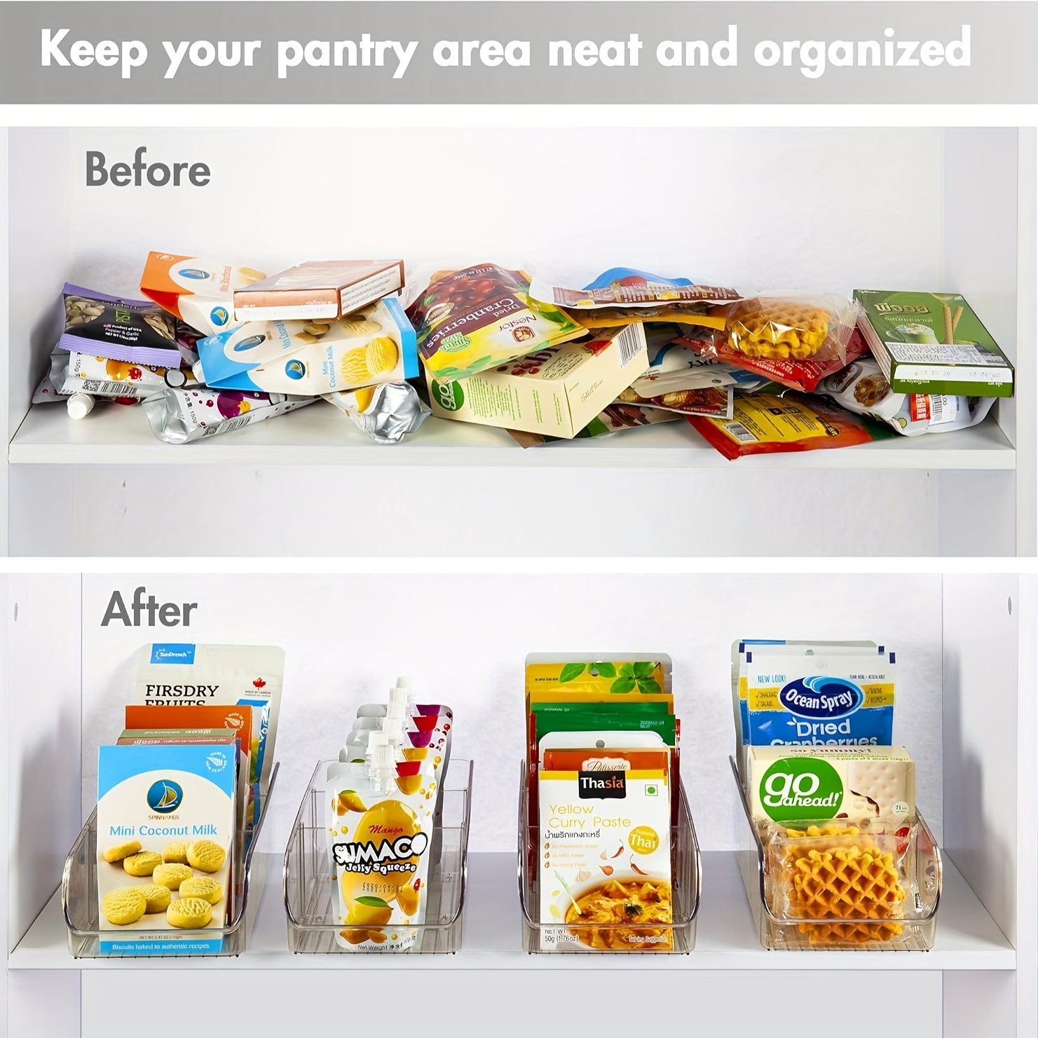 Fridge and Pantry organizer Bins - 3 Divided Section Storage By