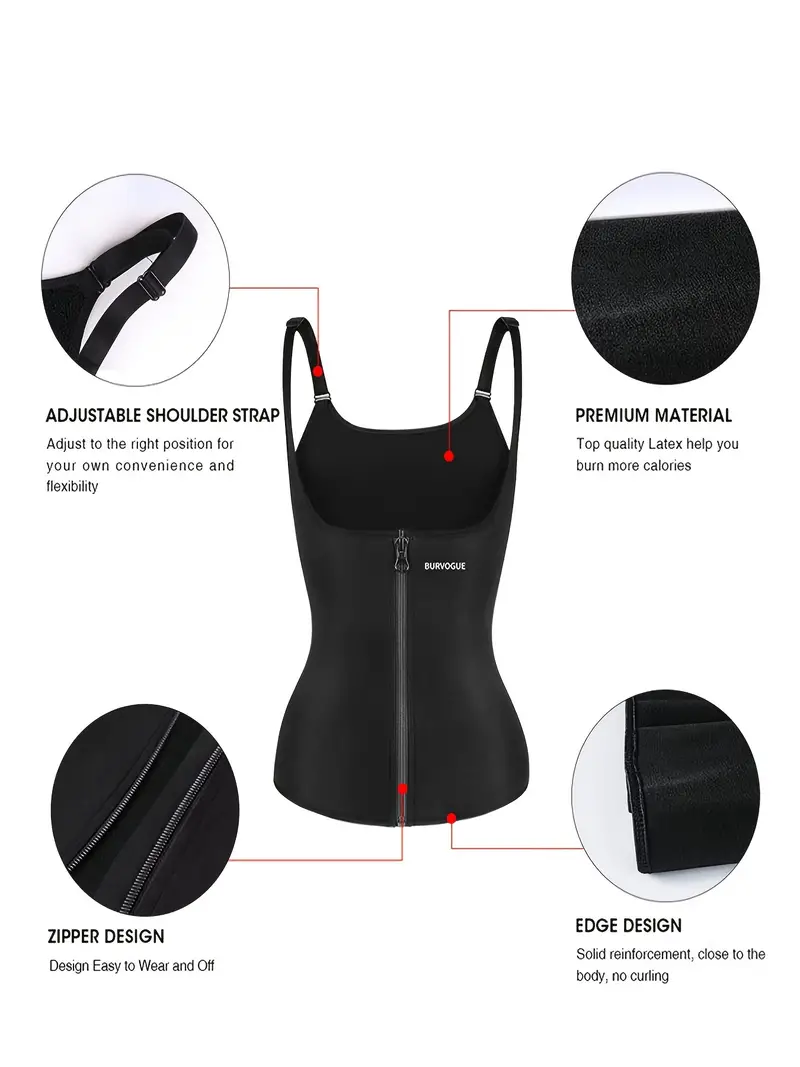 Women's Waist Training Vest Body Shaper Corset Zipper Sweat - Temu
