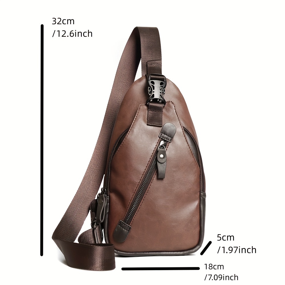Men's Chest Bag Crossbody Leather Shoulder Bag for Sports or