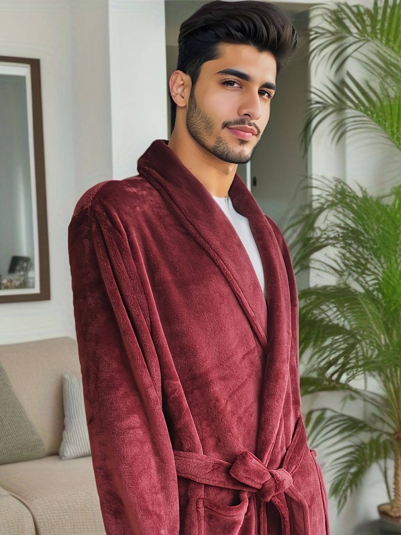 Men's Purple Nightgown Robe Bathrobe Winter Pajamas - Temu