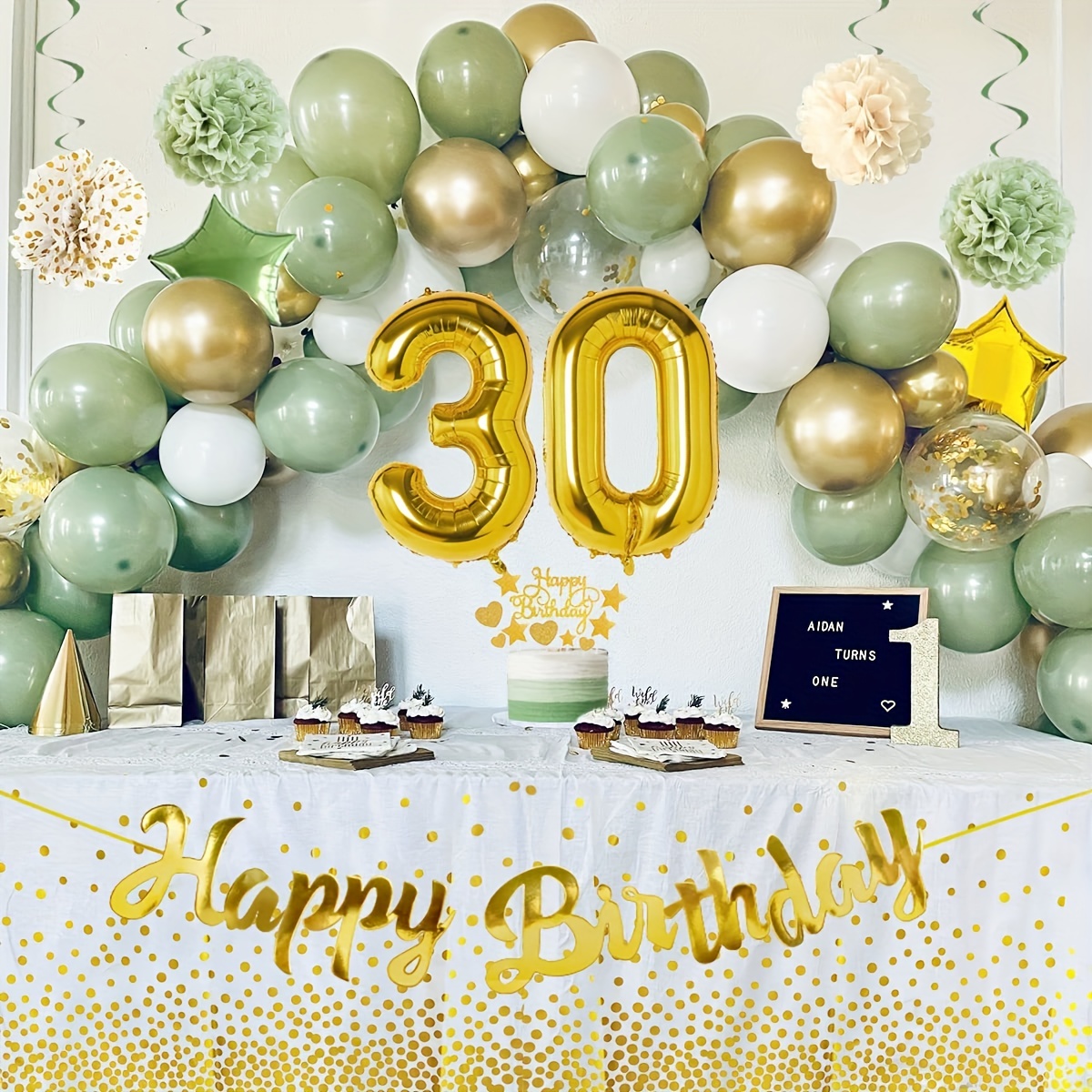 Birthday Decorations for Men Women, Black and Gold Party Decorations, Happy  Birthday Banner with Black Gold Balloons Tablecloth Pom Poms Confetti Foil
