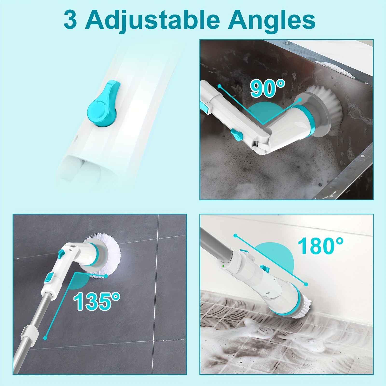 1 Fregona De Limpieza Eléctrica Ajustable Giratoria De 180 ° - Temu