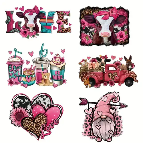Valentine's Day Iron on Patches, Valentines Iron on Transfers Valentine  Buffalo Plaid Heat Transfer Stickers Iron on Clothing Patches for Jackets