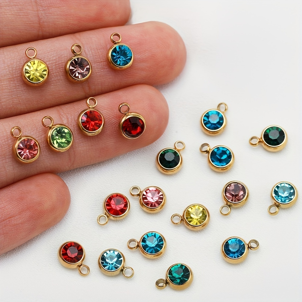 Stainless Steel Rhinestone Beads Golden Color Crystal Charms - Temu