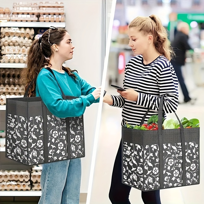 1pc Foldable Reusable Shopping Bag Tote Bags Reinforced Handles Oversize  Storage Bags With Water Resistant Coating For Groceries Multipurpose Bag  Simple Floral Pattern Bag, Shop The Latest Trends