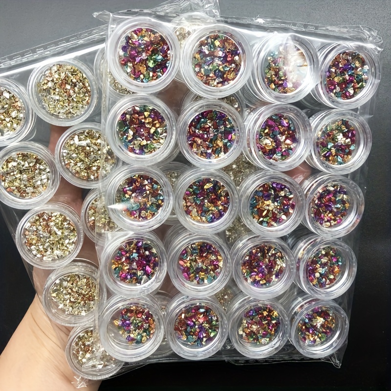 Iridescent Chunky Glitters Sequins Nail Flakes Champagne Purple Hexagon  Mixed Design Nail Art Decoration Powder DIY French Acrylic Nails Body Craft