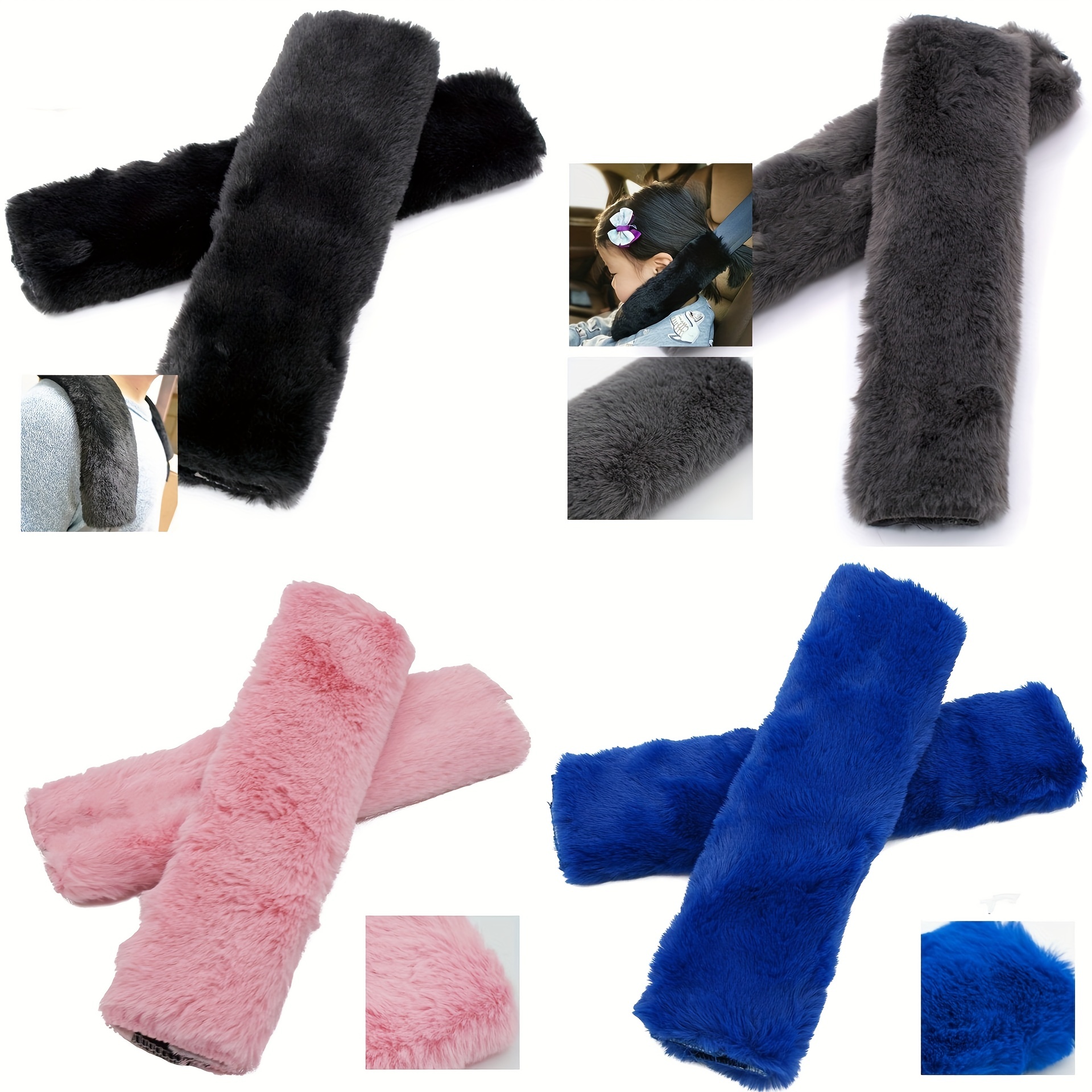 Soft Imitation Rabbit Fur Car Seat Belt Protector Cover - Temu
