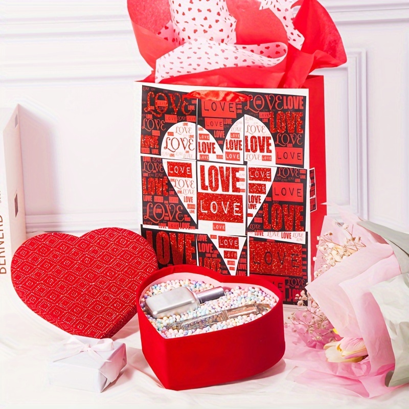 Inlaid Crystal Rhinestone Red Heart Shaped Gift Box Matching - Temu