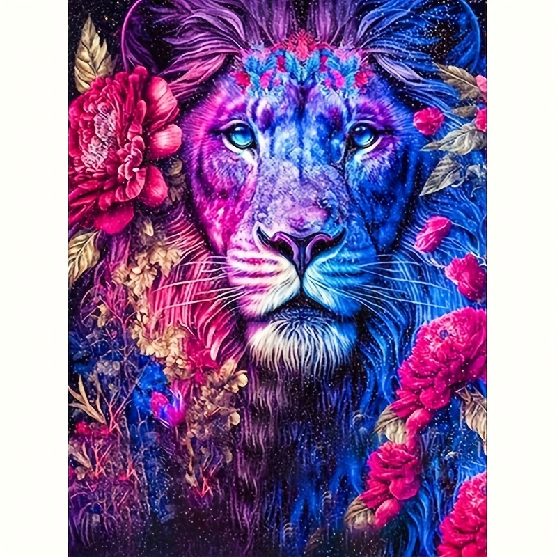 5d Diamond Painting Full Round Tiger Flower 5d Embroidery Cross