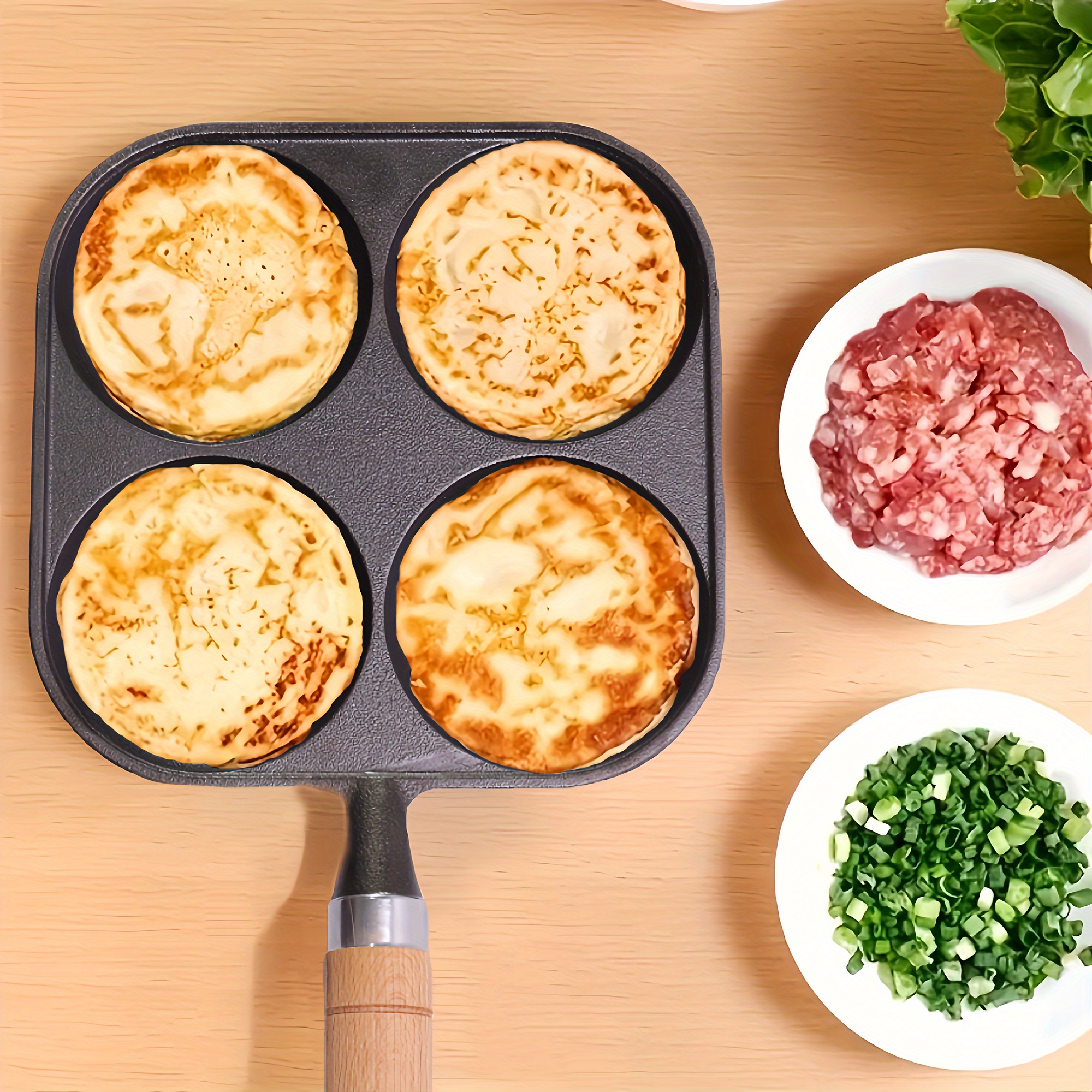 Cooker Divided-Grill Pan Non-Stick-Grill With Heat Resistant Handle 3  Section-Skillet Omelette Pan For Breakfast Pan Three-in-One Divided-Skillet