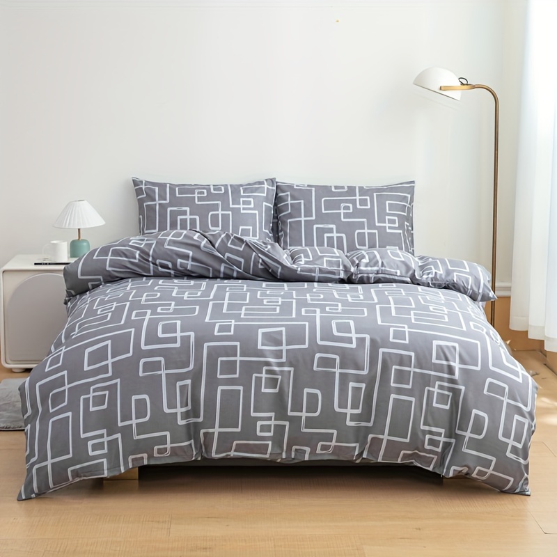 

3pcs Gray Striped Duvet Cover Set (1 Duvet Cover + 2 Pillowcase, Without Quilt And Pillow Core), Ultra-soft And Comfortable Breathable Bedding Duvet Set, Suitable For Bedrooms And Guest Rooms