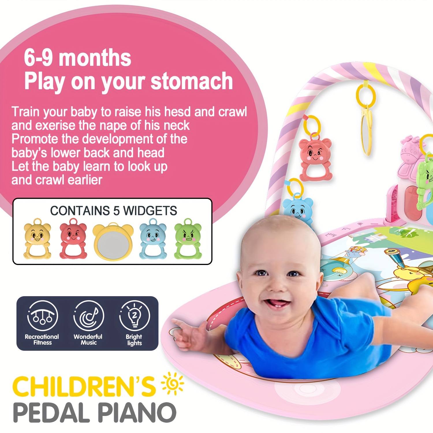 Baby Play Mat Baby Gym Piano Tummy Time Baby Activity Gym - Temu