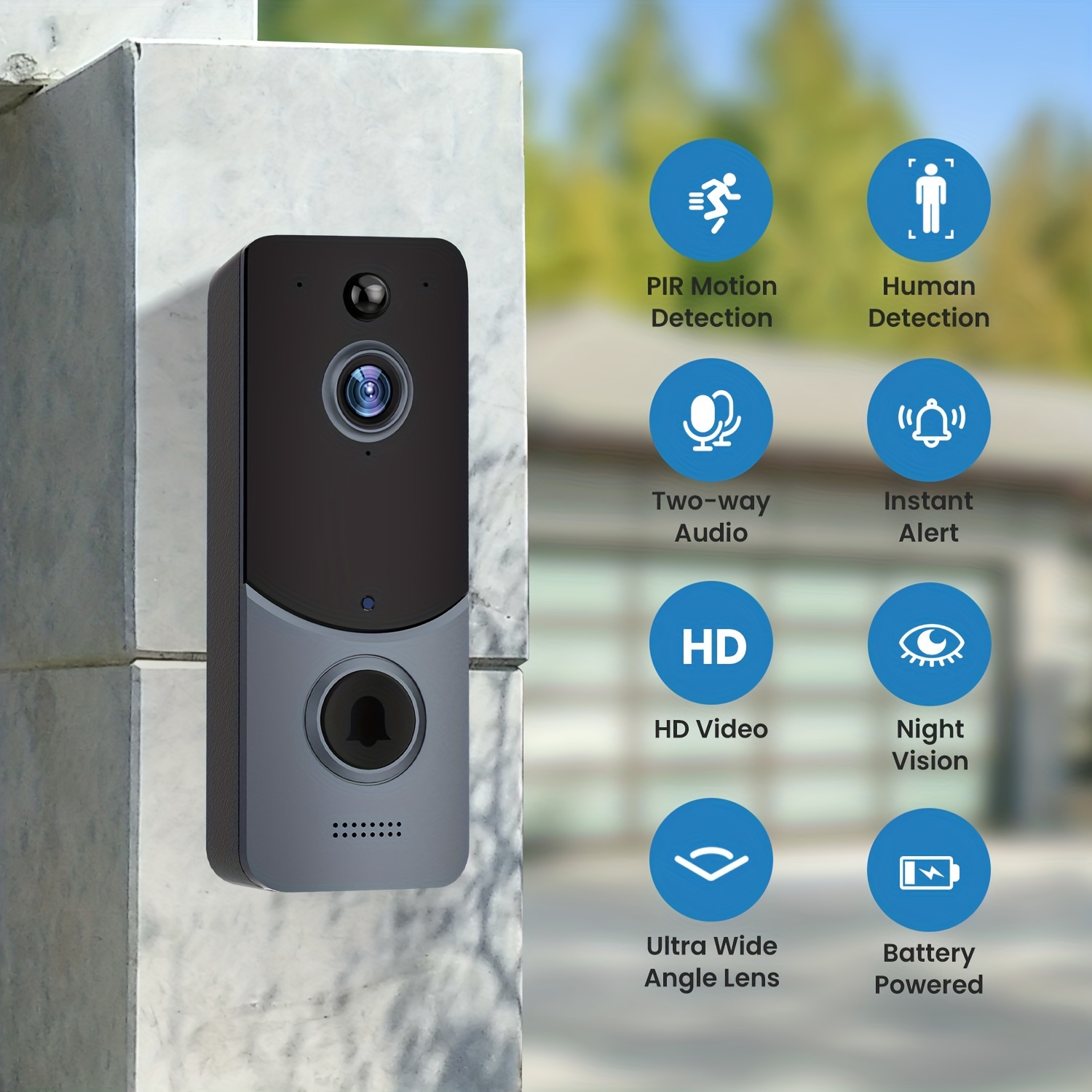 Cámara De Timbre Inalámbrica Para Exteriores, Video Camara Doorbell Con  Detección Humana Y De Movimiento, Video
