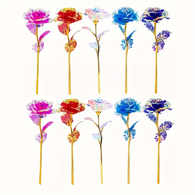 Set Of 10 Colorful Artificial Roses - Perfect For Valentine's Day And Christmas Gifts