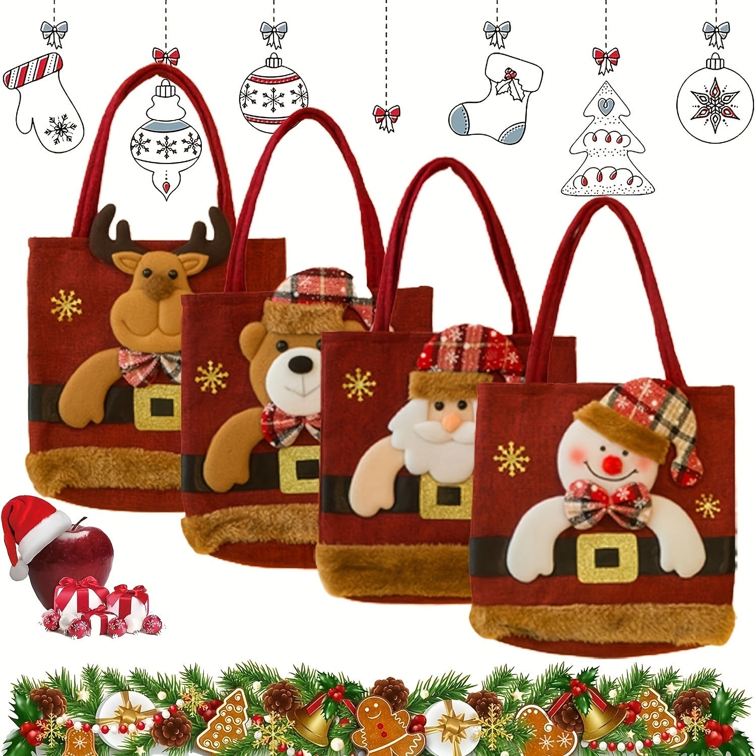 1pc Bolsa Regalo Navidad Grande Anciano Muñeco Nieve Elk - Temu