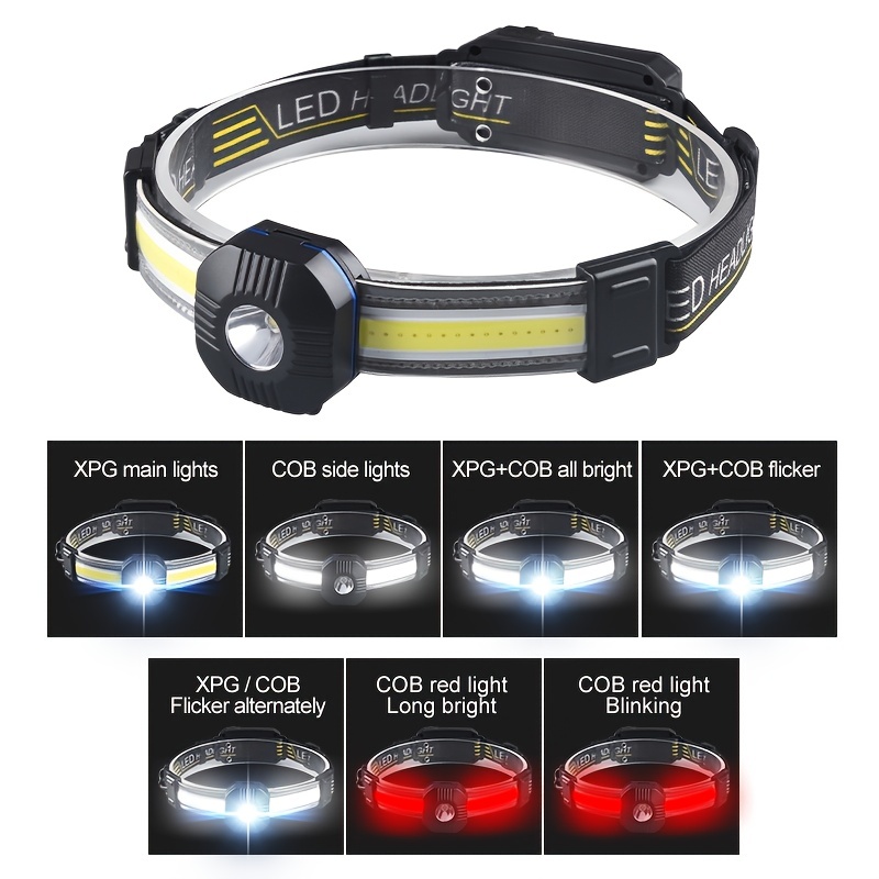 1pc Lightweight Cob Head Lamp Full View Headlamp With Large Area Lighting  For Outdoor Camping Buy More, Save More Temu