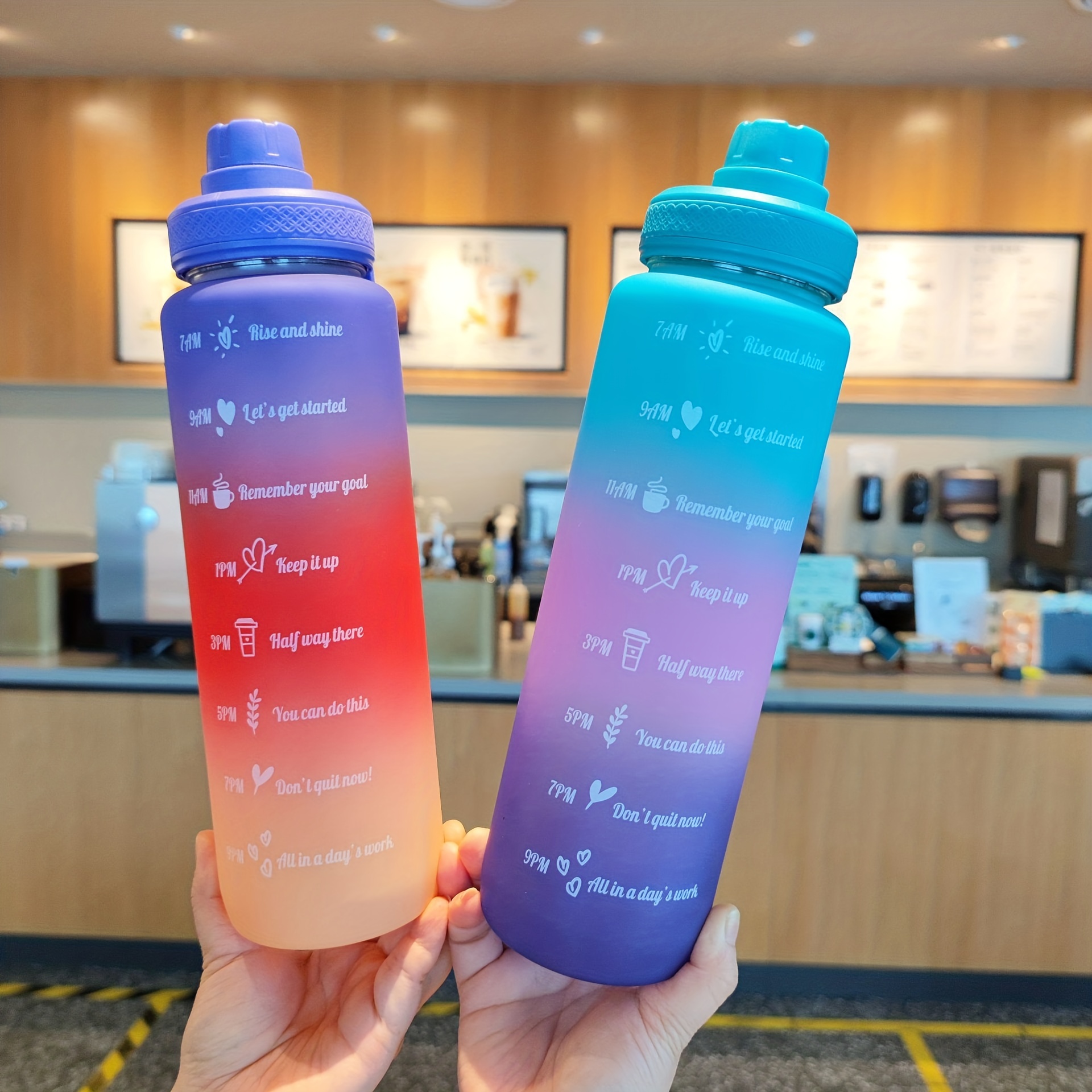 Water Bottle Set Gradient Color Large Capacity Sports - Temu