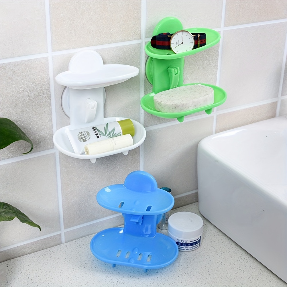 1pc Wall Mounted Rotating Drainage Soap Dish, Free Punching Bathroom Soap  Holder, Multilayer Shelf