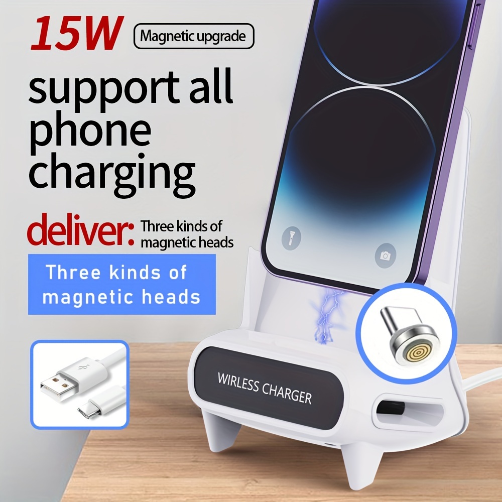 Caricabatterie wireless magnetico portatile 15 in 3 da 1 W bianco
