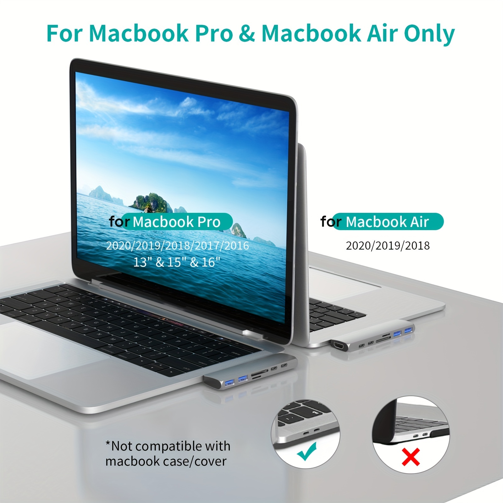 Adaptador MacBook Pro, adaptador USB C para MacBook Pro/Air M1M2 2022 2021  2020 13 15