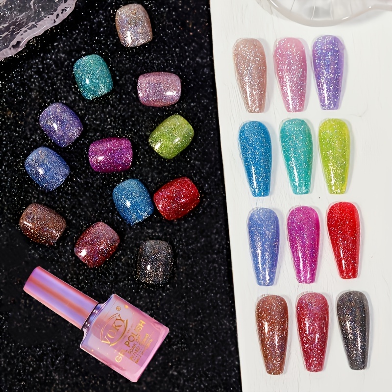 Glitter Rubber Base Gel Glitter Sequins Nail Polish Gel - Temu