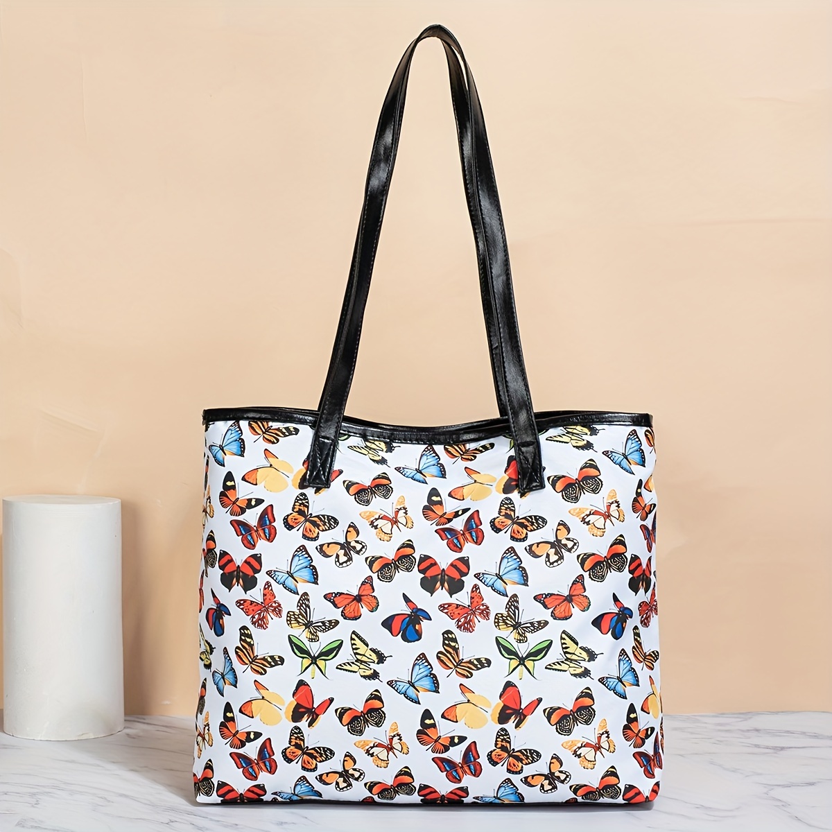 

Trendy Butterfly Pattern Tote Bag, Classic Women's Shoulder Bag, All-match Versatile Handbag For Work