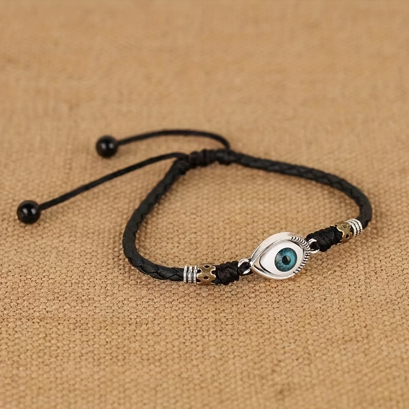 Men's Evil Eye Anklet, Bold Red Rope Design