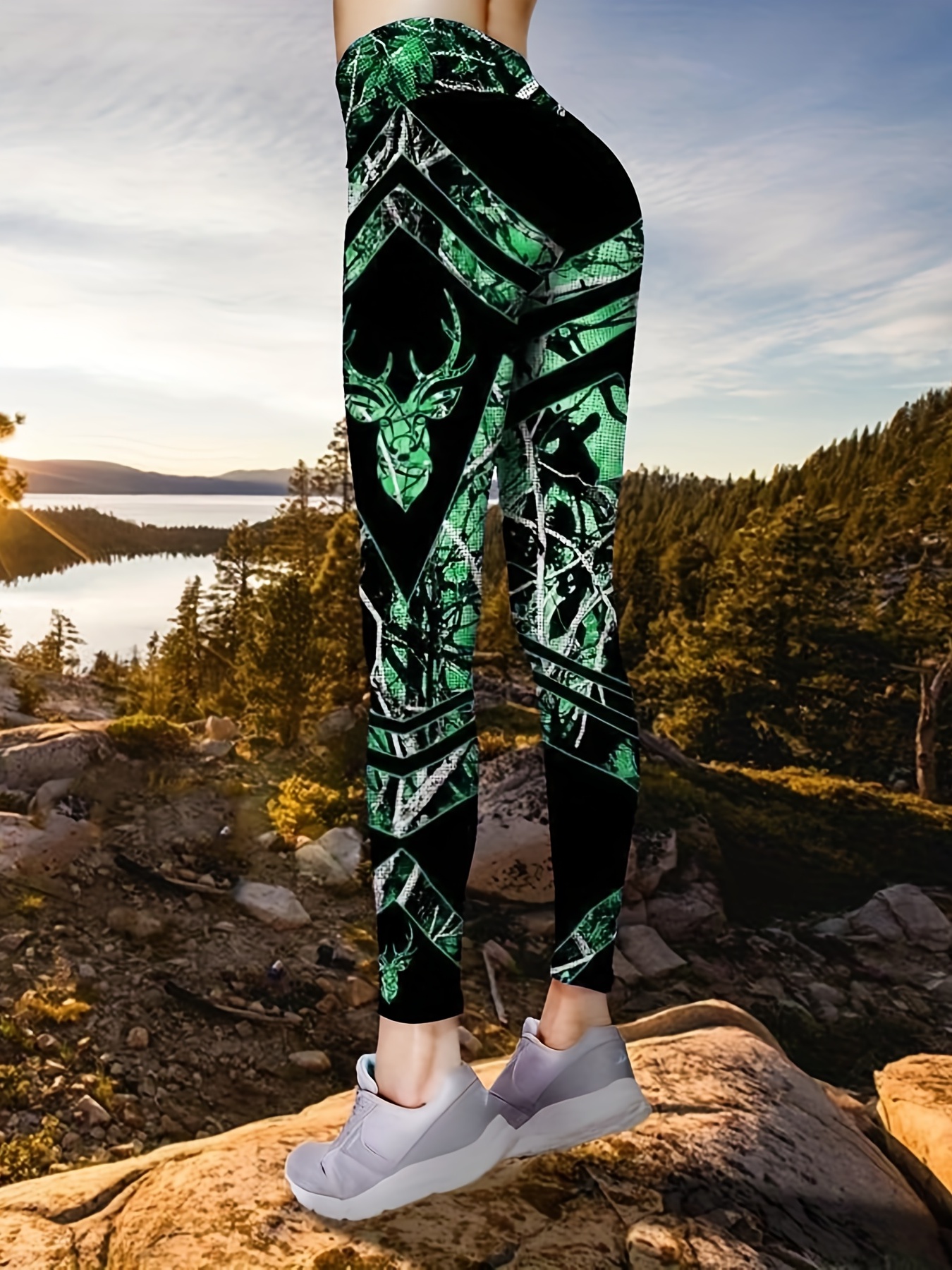 Graphic Print Skinny Leggings Casual Every Day Stretchy - Temu