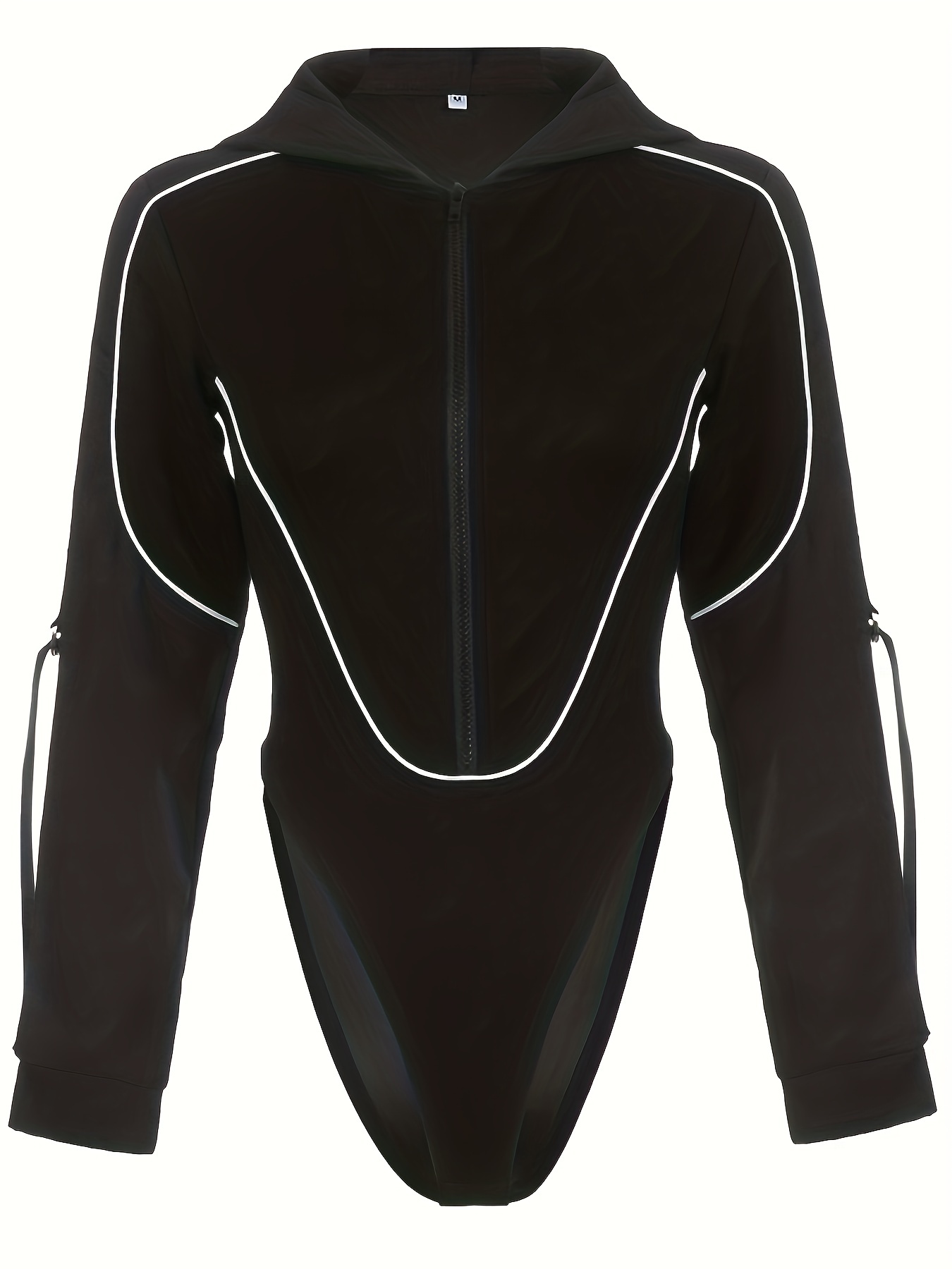 Y2k Zip Front Hooded Bodysuit Long Sleeve Motorcycle Style - Temu Canada
