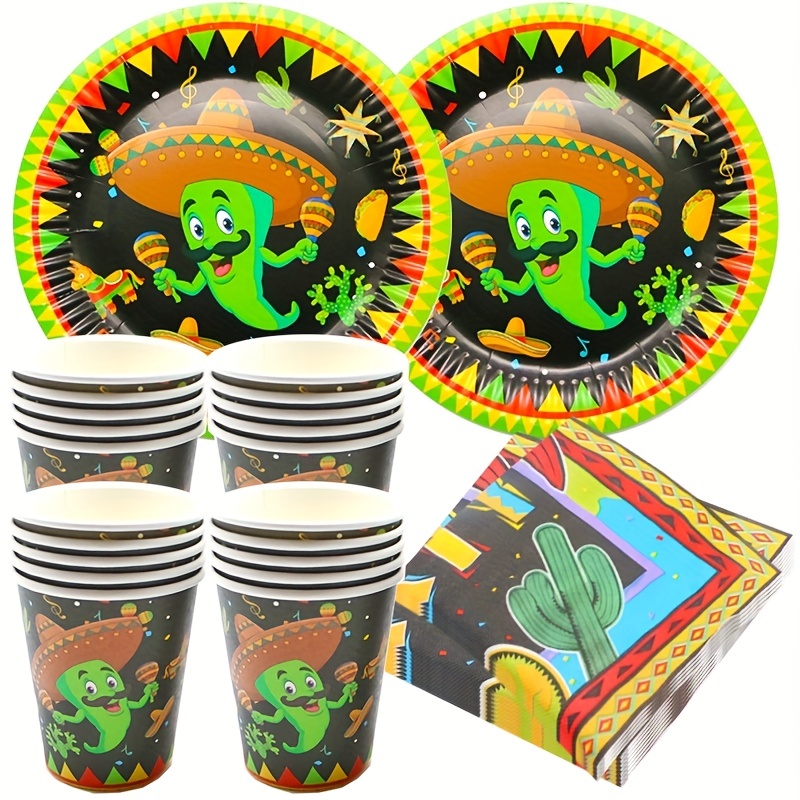 Mexican Fiesta Party Supplies Set Disposable Tableware Serve - Temu