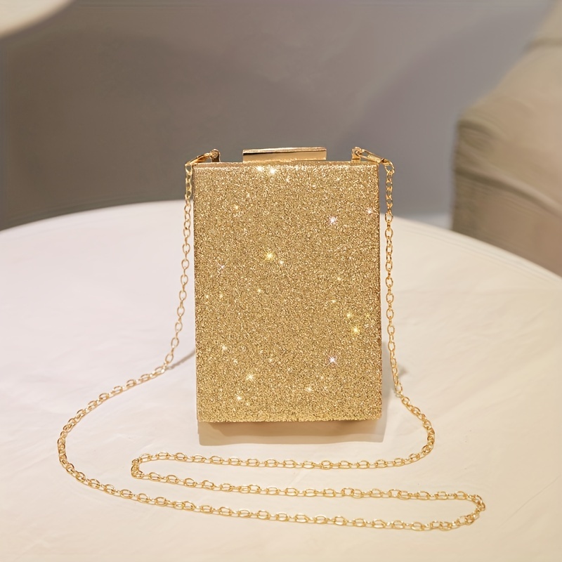 1X(Unique Gold Rhinestone Evening bag Clutch Purse Party Bridal