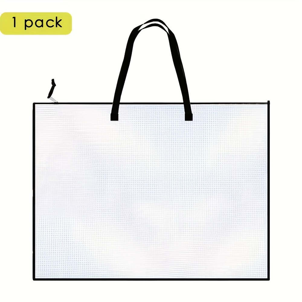 Waterproof Portfolio Bag Poster Storage Bag With Zipper And Handle, Mesh  Posters Organizer Transparent