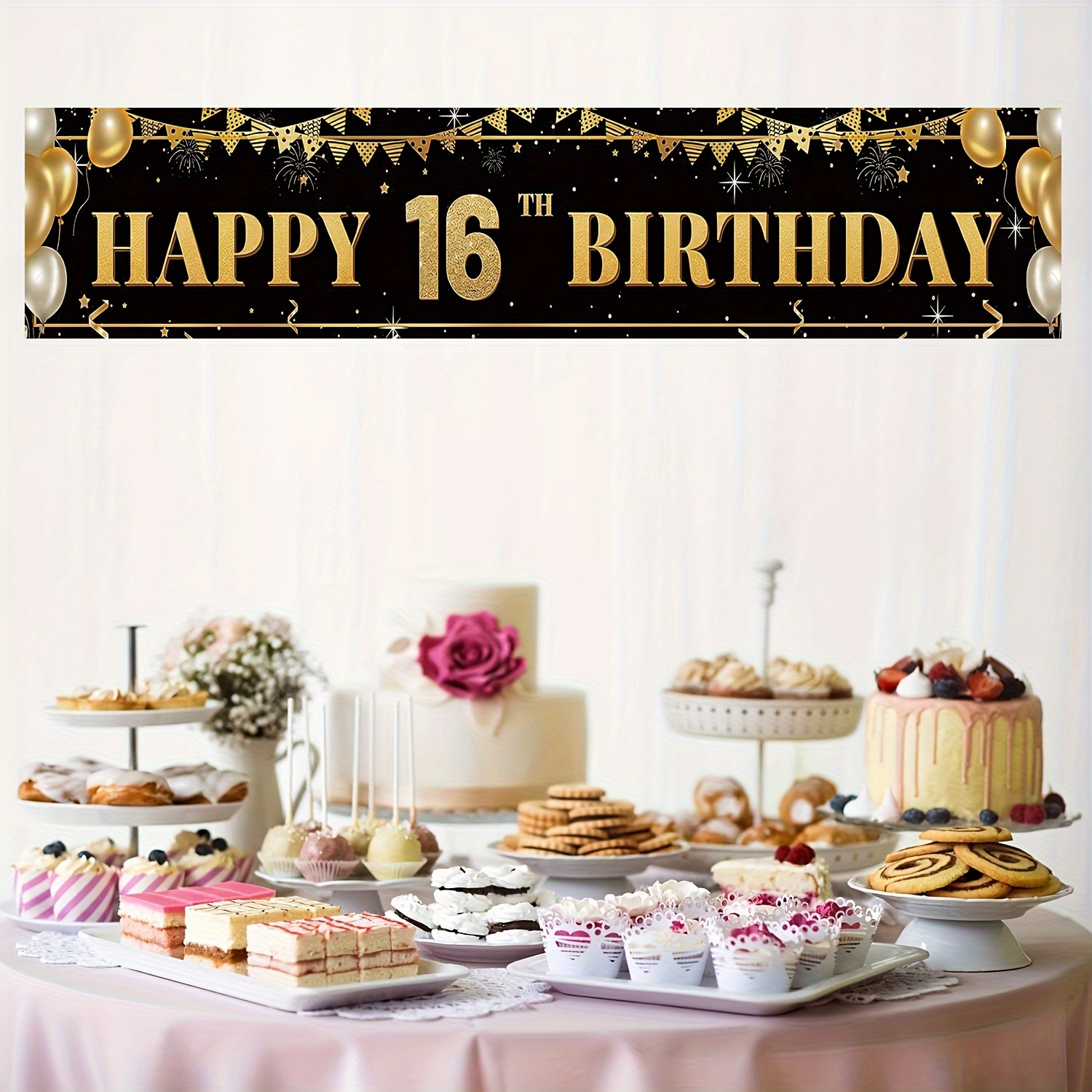  Decoraciones de cumpleaños número 15 para niñas y niños,  suministros de fiesta de cumpleaños morados para adolescentes, pancarta de  feliz cumpleaños, decoración de tarta, banda de cumpleaños morada, :  Juguetes y
