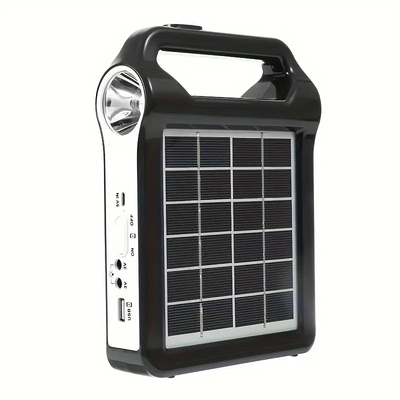 portable rechargeable solar panel power storage generator system usb charger with lamp home solar energy system kit for outdoor sports & outdoors details 8