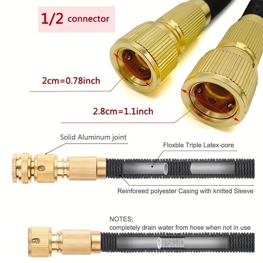 Garden Water Hose Expandable Double Metal Connector High - Temu Italy