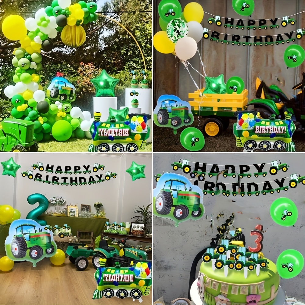 Decoraciones de tren de tercer cumpleaños para niños, suministros de fiesta  de cumpleaños de 3 años con globos de aluminio número 3, pancarta de