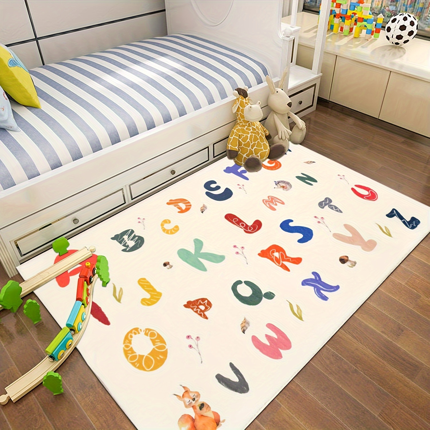 Alfombra infantil ultra suave para habitación de niños, 3 x 5 pies,  antideslizante, lindos animales, alfombra de bebé, alfombra de área para