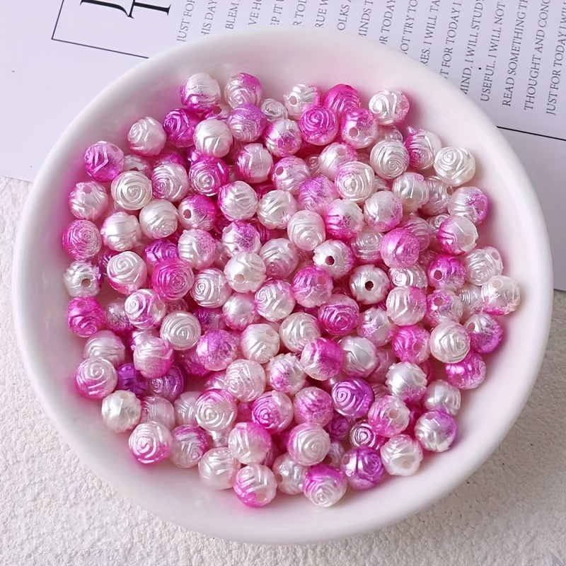 Stiesy 200-Piece Rose Bead Mix - Champagne Gold & Pearl White ABS Plastic For Jewelry Making - View #6