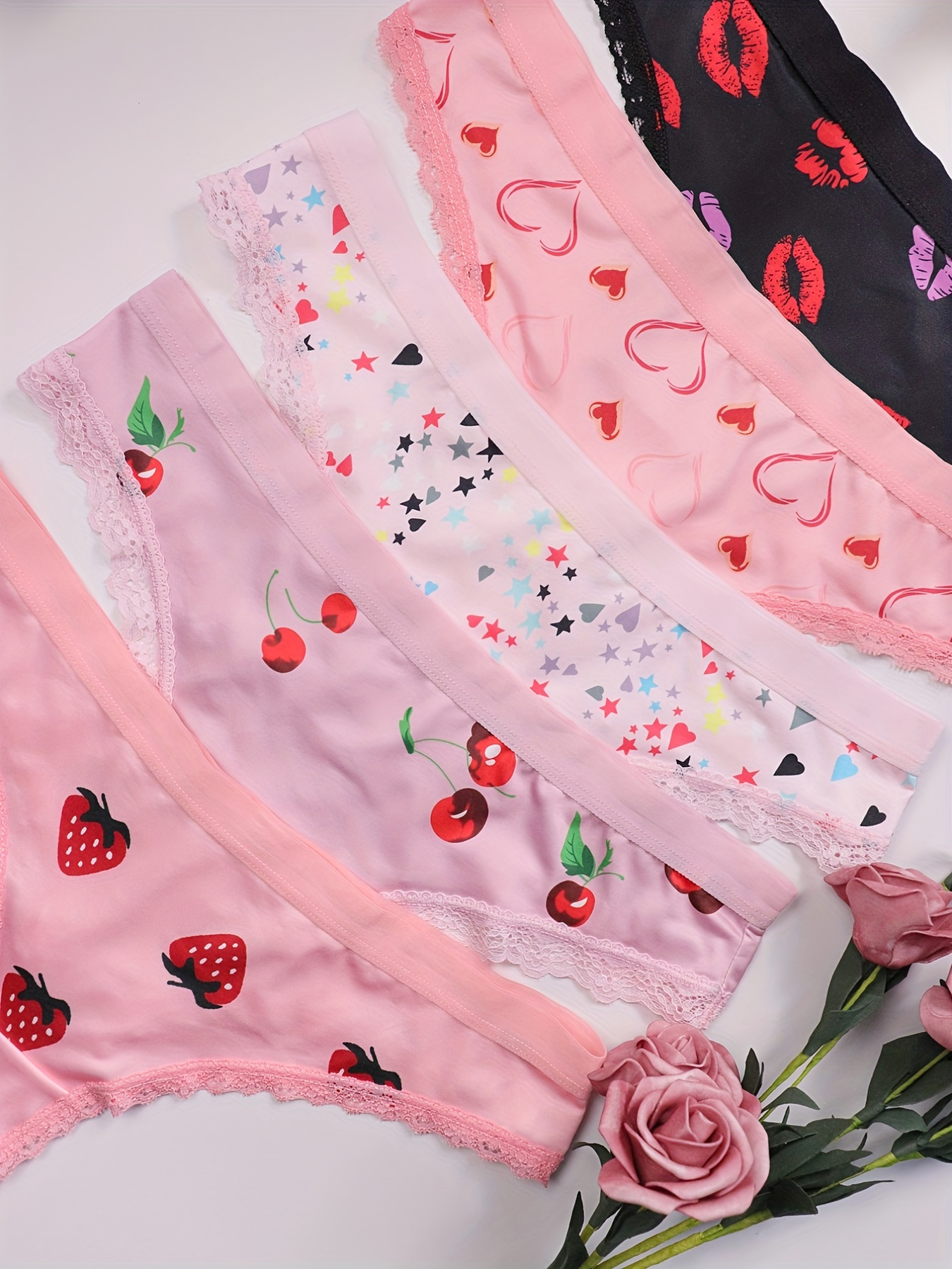WONTIVE Womens Cotton Seamless Cotton Panties Cute Pink Fruit