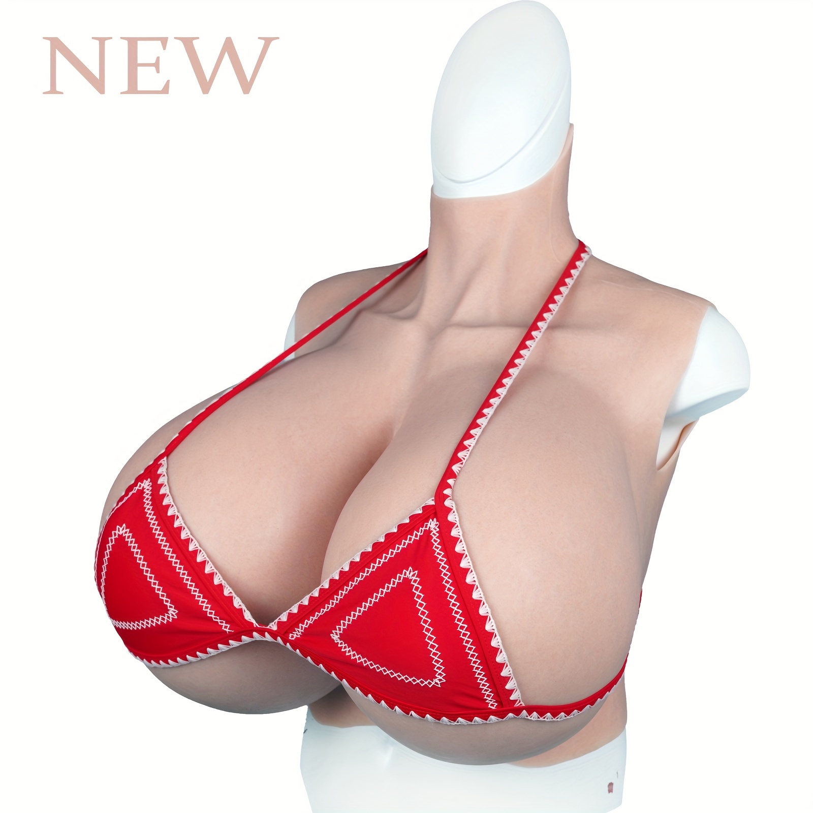 New High Collar European And American Skin Color Silicone Large Breast D /s  Cup Suitable For Crossdressers Cosplay Men's And Women's Wear Enlarged Chest  Transgender Silicone False Chest Vest Clothing - Temu